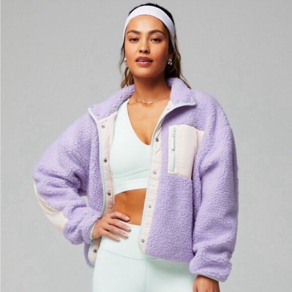 Fabletics Sherpa lavender and cream jacket SZ XXL-1X - Picture 2 of 11
